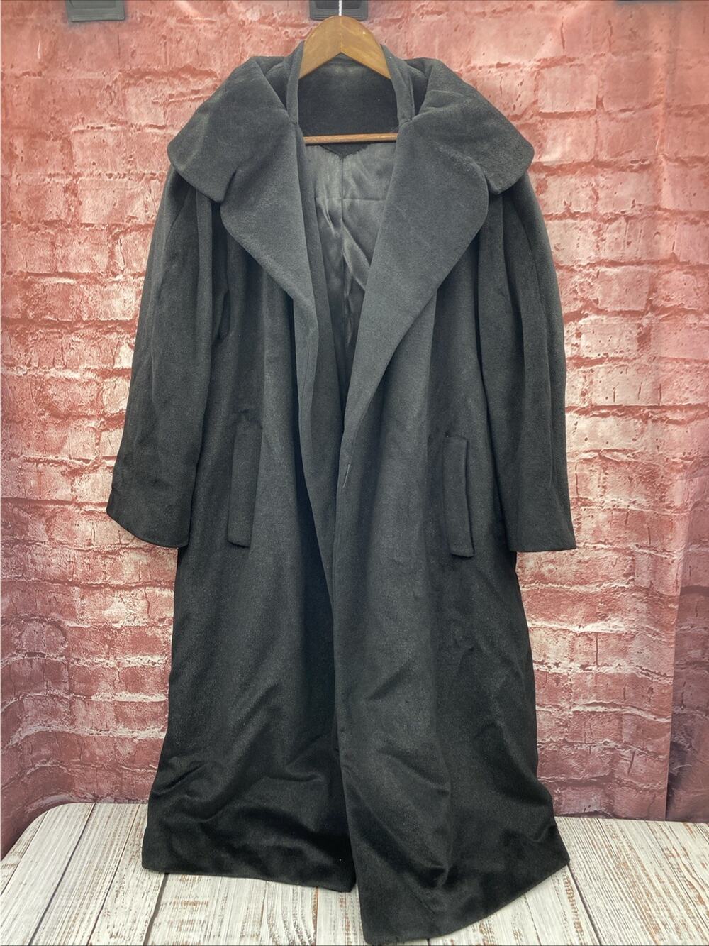 Blin & Blin Lilli Ann Vintage French Woolen Black Duster Coat Paris Chic Womens